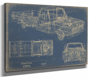 Bella Frye Home & Garden > Decor > Artwork 24" x 18" / Stretched Canvas Wrap / Blue Ford f100 1970  Original Artwork