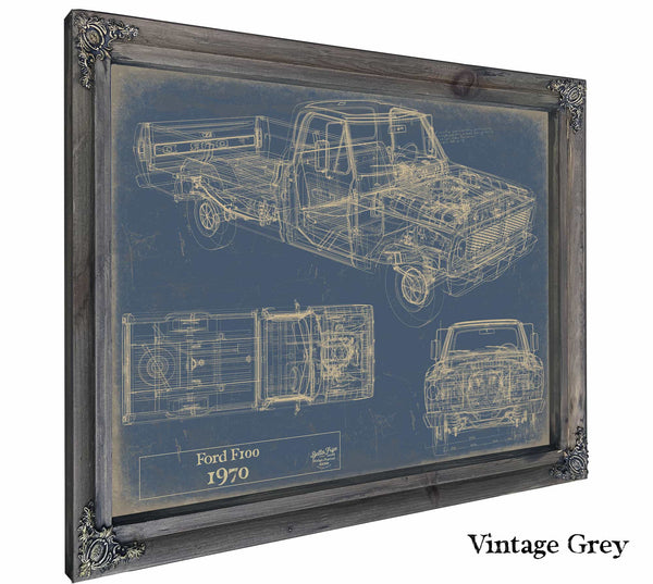 Bella Frye Home & Garden > Decor > Artwork 24" x 18" / Grey Frame / Blue Ford f100 1970  Original Artwork