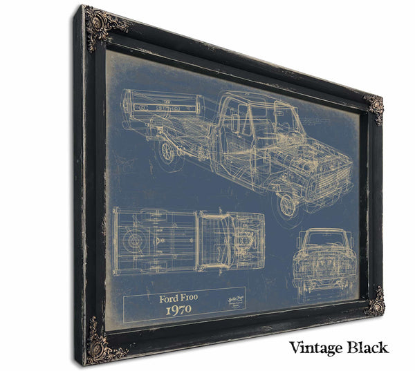 Bella Frye Home & Garden > Decor > Artwork 24" x 18" / Black Frame / Blue Ford f100 1970  Original Artwork