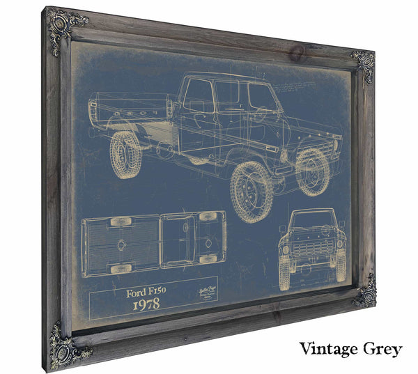 Bella Frye Home & Garden > Decor > Artwork 24" x 18" / Grey Frame / Blue Ford f150 1978  Original Artwork