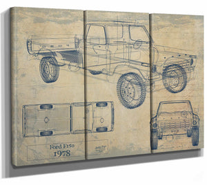 Bella Frye Home & Garden > Decor > Artwork 36" x 24" / 3 Panel Canvas Wrap / Blue Ford f150 1978  Original Artwork