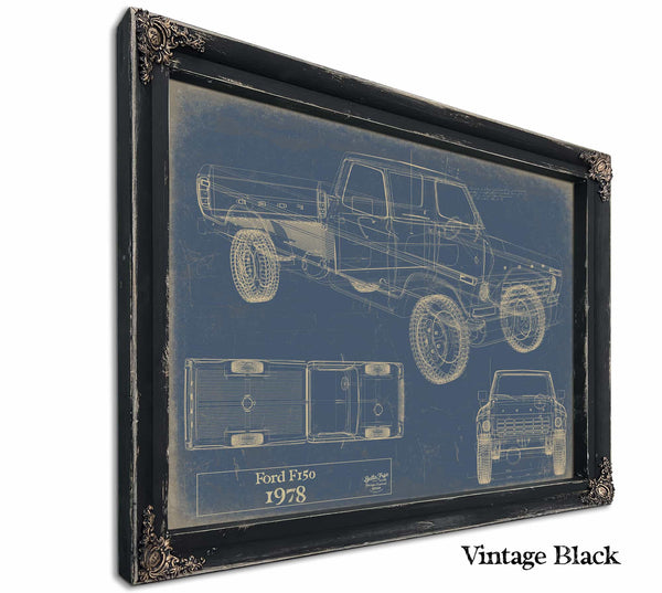 Bella Frye Home & Garden > Decor > Artwork 24" x 18" / Black Frame / Blue Ford f150 1978  Original Artwork