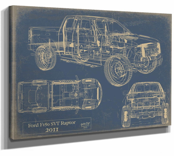 Bella Frye Home & Garden > Decor > Artwork 24" x 18" / Stretched Canvas Wrap / Blue Ford f150 Svt Raptor 2011  Original Artwork