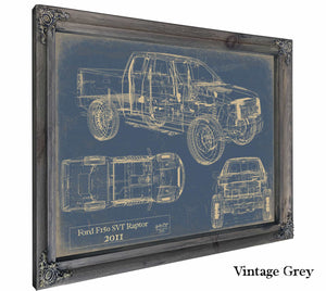 Bella Frye Home & Garden > Decor > Artwork 24" x 18" / Grey Frame / Blue Ford f150 Svt Raptor 2011  Original Artwork