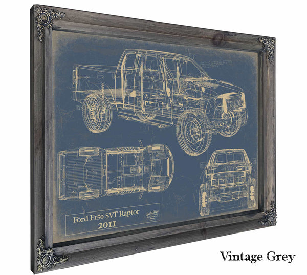 Bella Frye Home & Garden > Decor > Artwork 24" x 18" / Grey Frame / Blue Ford f150 Svt Raptor 2011  Original Artwork