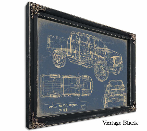 Bella Frye Home & Garden > Decor > Artwork 24" x 18" / Black Frame / Blue Ford f150 Svt Raptor 2011  Original Artwork