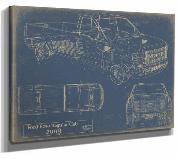 Bella Frye Home & Garden > Decor > Artwork 24" x 18" / Stretched Canvas Wrap / Blue Ford f250 Regular Cab 2009  Original Artwork