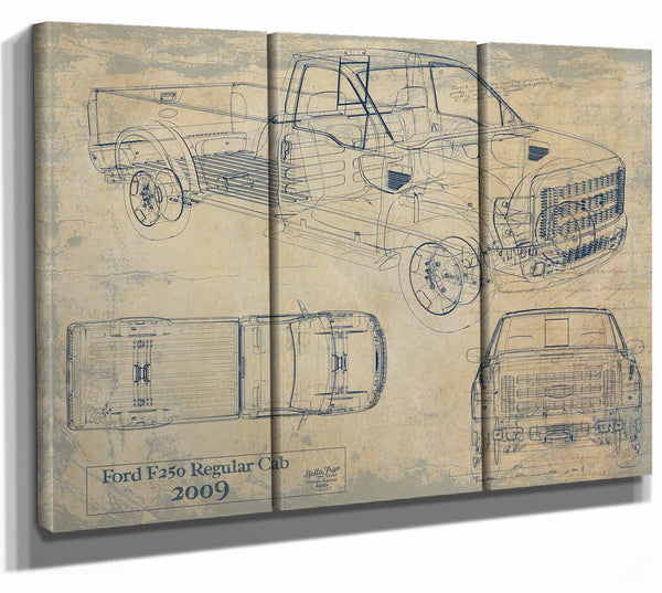 Bella Frye Home & Garden > Decor > Artwork 36" x 24" / 3 Panel Canvas Wrap / Blue Ford f250 Regular Cab 2009  Original Artwork