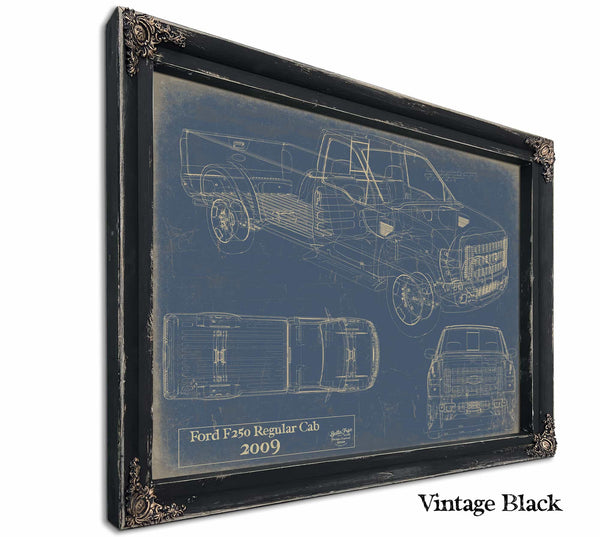 Bella Frye Home & Garden > Decor > Artwork 24" x 18" / Black Frame / Blue Ford f250 Regular Cab 2009  Original Artwork