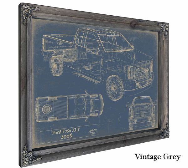 Bella Frye Home & Garden > Decor > Artwork 24" x 18" / Grey Frame / Blue Ford f250 Xlt 2015  Original Artwork