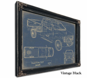 Bella Frye Home & Garden > Decor > Artwork 24" x 18" / Black Frame / Blue Ford f250 Xlt 2015  Original Artwork