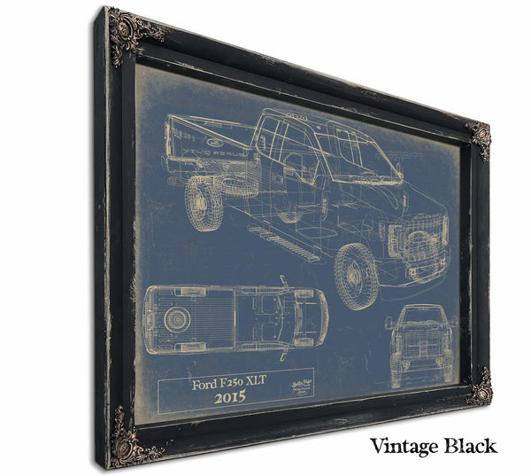 Bella Frye Home & Garden > Decor > Artwork 24" x 18" / Black Frame / Blue Ford f250 Xlt 2015  Original Artwork