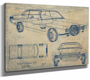 Bella Frye Home & Garden > Decor > Artwork Ford Galaxie 500 Fastback 1969  Original Artwork