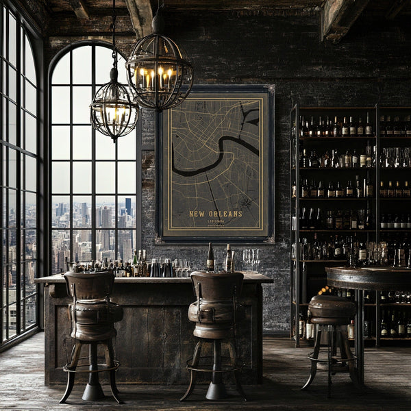 Bella Frye Home & Garden > Decor > Artwork Framed New Orleans Vintage Map - Ornate Embellishment Frame with Print