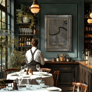 Bella Frye Home & Garden > Decor > Artwork Framed New Orleans Vintage Map - Ornate Embellishment Frame with Print