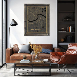 Bella Frye Home & Garden > Decor > Artwork Framed New Orleans Vintage Map - Ornate Embellishment Frame with Print