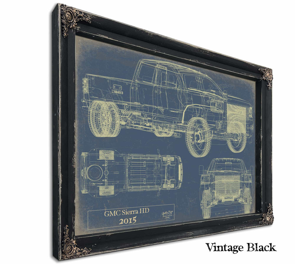 Bella Frye Home & Garden > Decor > Artwork 24" x 18" / Black Frame / Blue Gmc Sierra Hd 2015  Original Artwork