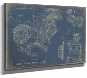 Bella Frye Home & Garden > Decor > Artwork 24" x 18" / Stretched Canvas Wrap / Blue Honda gx200 Engine  Original Artwork