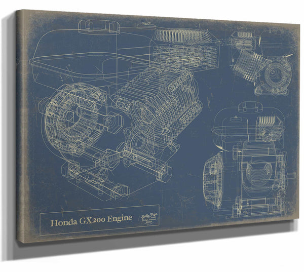 Bella Frye Home & Garden > Decor > Artwork 24" x 18" / Stretched Canvas Wrap / Blue Honda gx200 Engine  Original Artwork