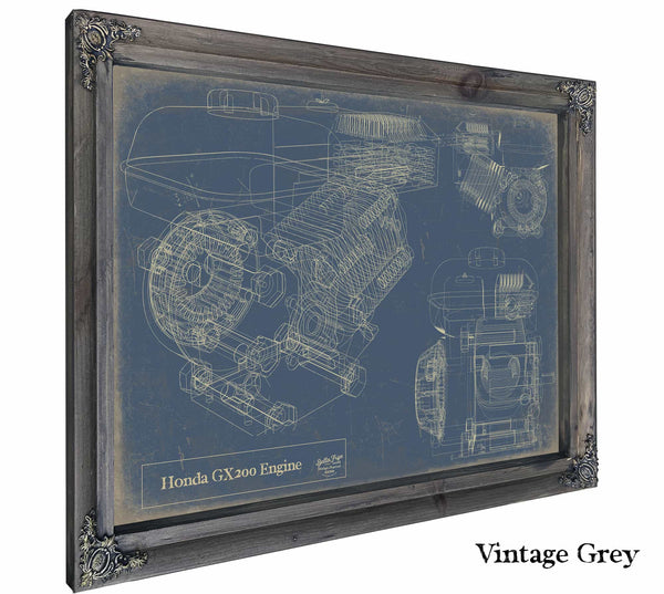Bella Frye Home & Garden > Decor > Artwork 24" x 18" / Grey Frame / Blue Honda gx200 Engine  Original Artwork