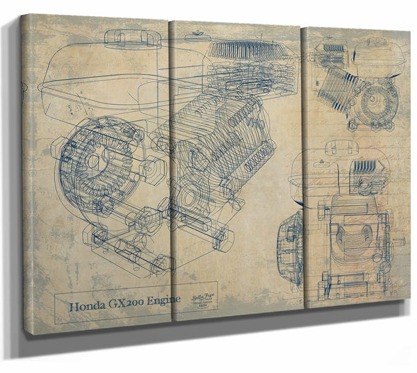 Bella Frye Home & Garden > Decor > Artwork 36" x 24" / 3 Panel Canvas Wrap / Blue Honda gx200 Engine  Original Artwork
