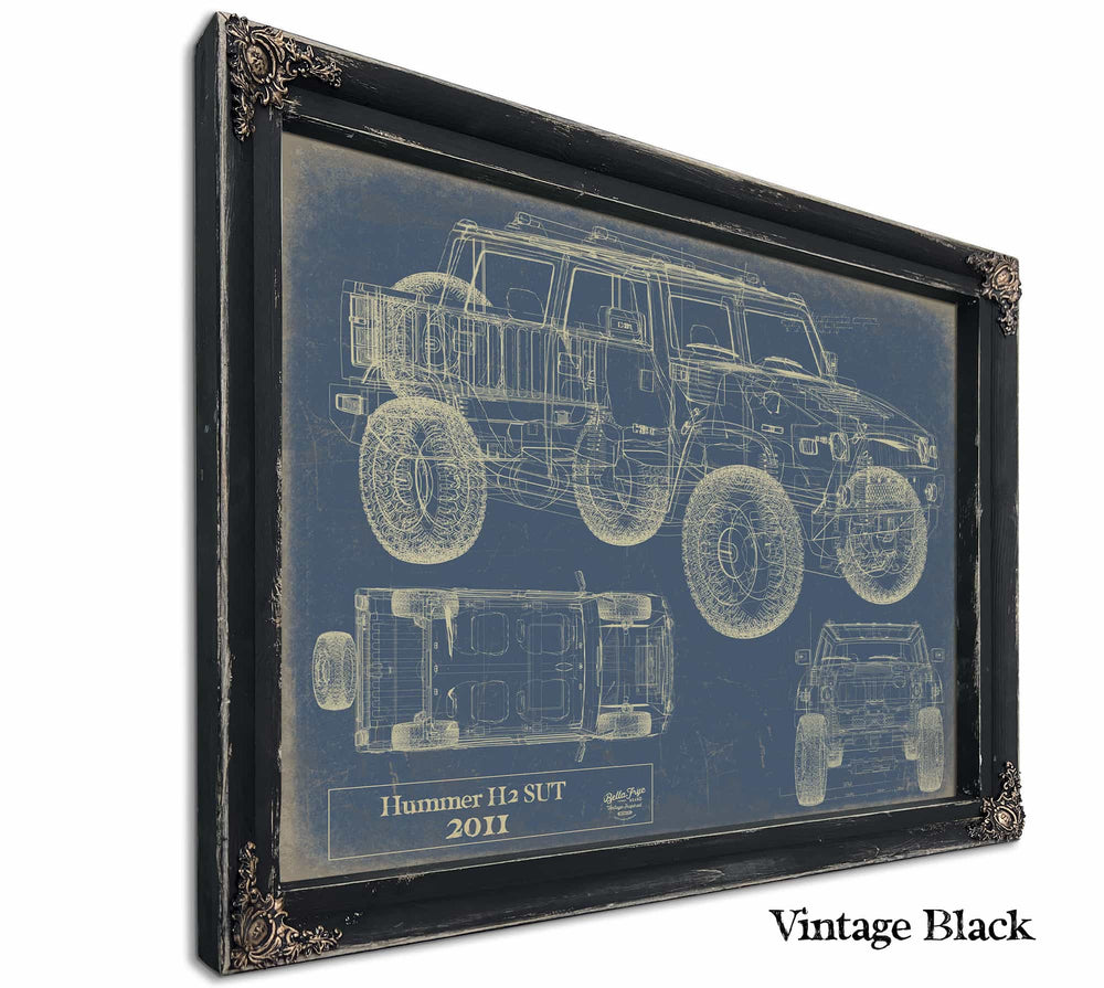 Bella Frye Home & Garden > Decor > Artwork 24" x 18" / Black Frame / Blue Hummer h2 Sut 2011  Original Artwork