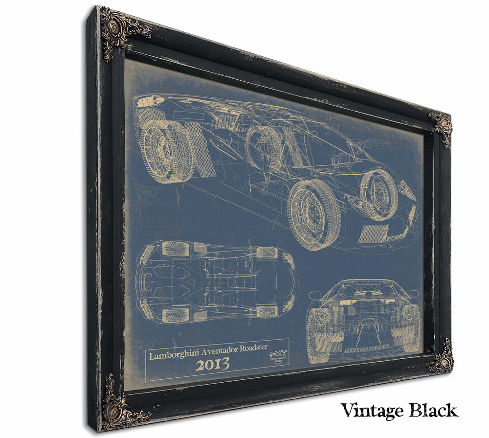 Bella Frye Home & Garden > Decor > Artwork 24" x 18" / Black Frame / Blue Lamborghini Aventador Roadster 2013  Original Artwork
