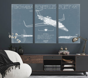 Bella Frye Home & Garden > Decor > Artwork Learjet 45 Aircraft Blueprint Wall Art - Original Airplane Print