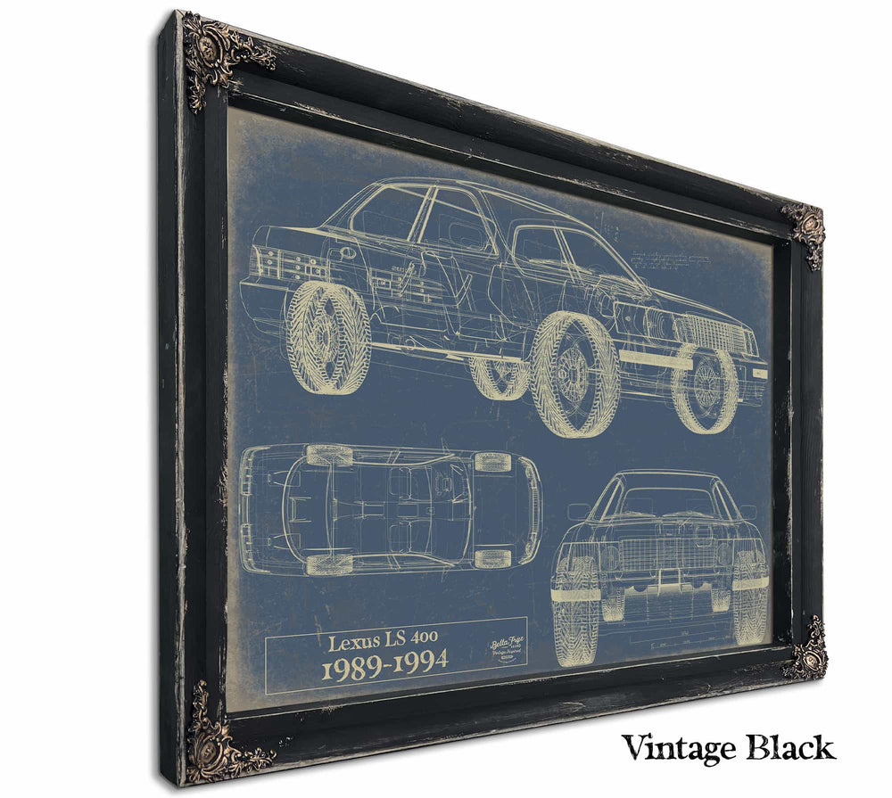 Bella Frye Home & Garden > Decor > Artwork 24" x 18" / Black Frame / Blue Lexus Ls 400 1989 1994  Original Artwork
