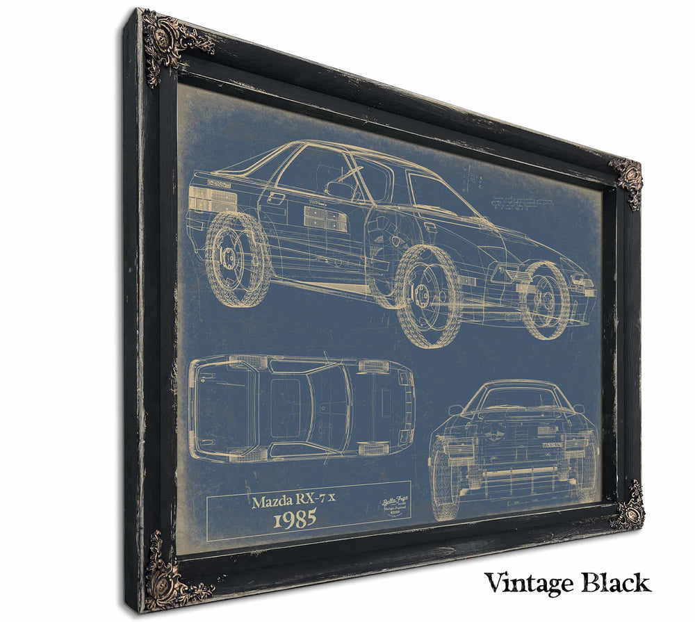 Bella Frye Home & Garden > Decor > Artwork 24" x 18" / Black Frame / Blue Mazda Rx 7 1985  Original Artwork