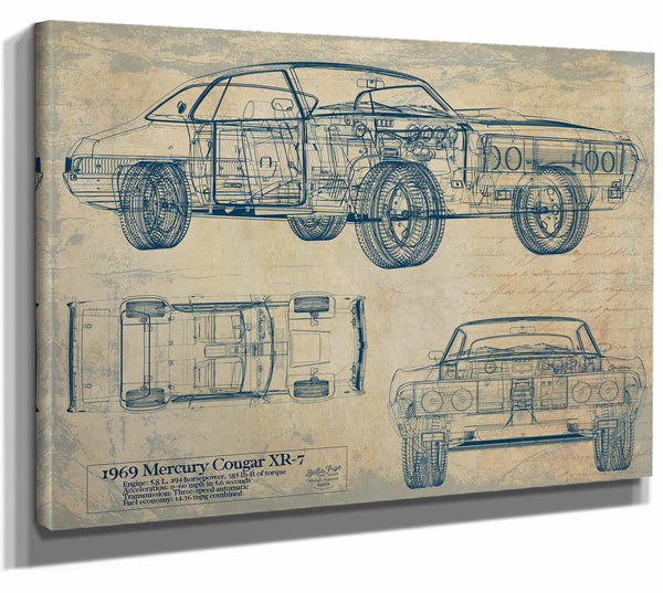 Bella Frye Home & Garden > Decor > Artwork Mercury Cougar Xr 7 With Hq Interior 1969  Original Artwork