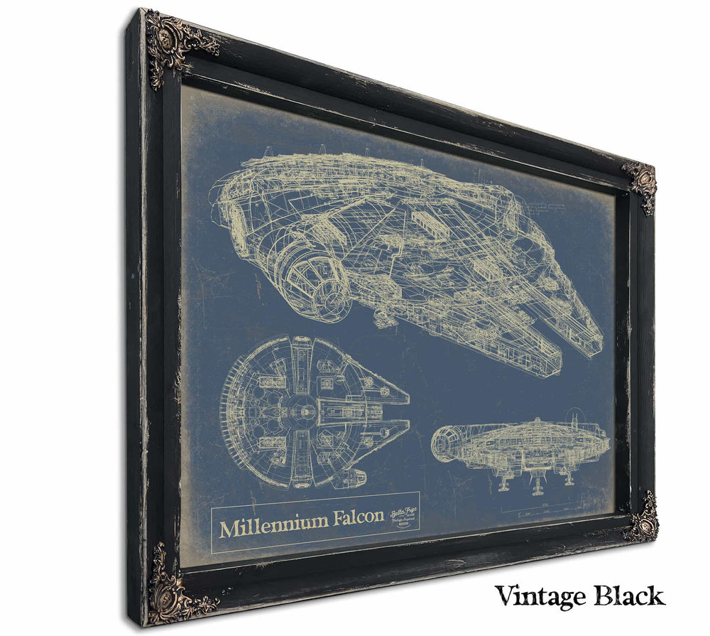 Bella Frye Home & Garden > Decor > Artwork 24" x 18" / Black Frame / Blue Millennium Falcon  Original Artwork