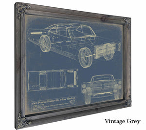 Bella Frye Home & Garden > Decor > Artwork 24" x 18" / Grey Frame / Blue Pontiac Bonneville Hardtop 2Door 1966  Original Artwork