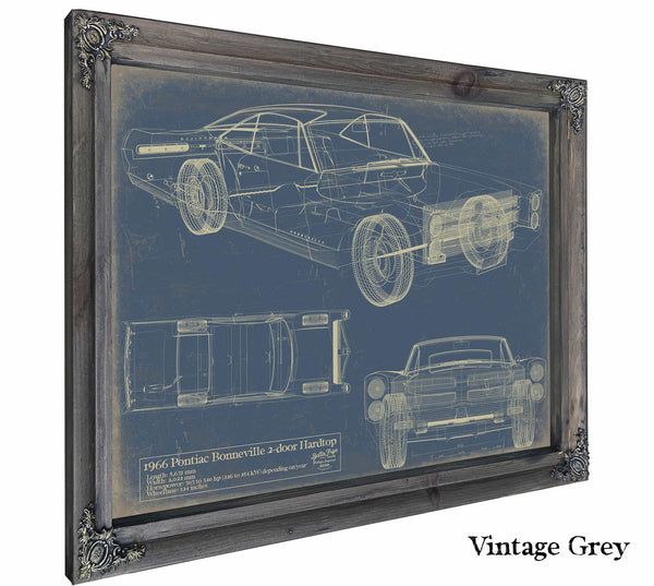 Bella Frye Home & Garden > Decor > Artwork 24" x 18" / Grey Frame / Blue Pontiac Bonneville Hardtop 2Door 1966  Original Artwork