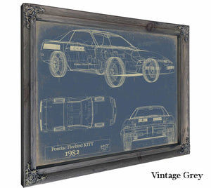 Bella Frye Home & Garden > Decor > Artwork 24" x 18" / Grey Frame / Blue Pontiac Firebird Kitt 1982  Original Artwork