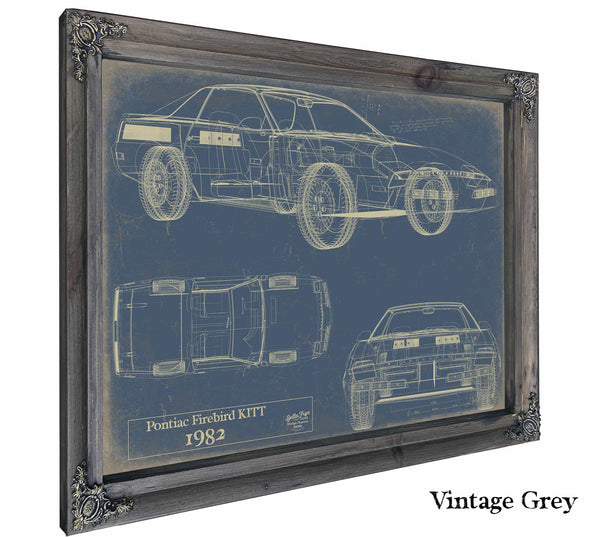 Bella Frye Home & Garden > Decor > Artwork 24" x 18" / Grey Frame / Blue Pontiac Firebird Kitt 1982  Original Artwork