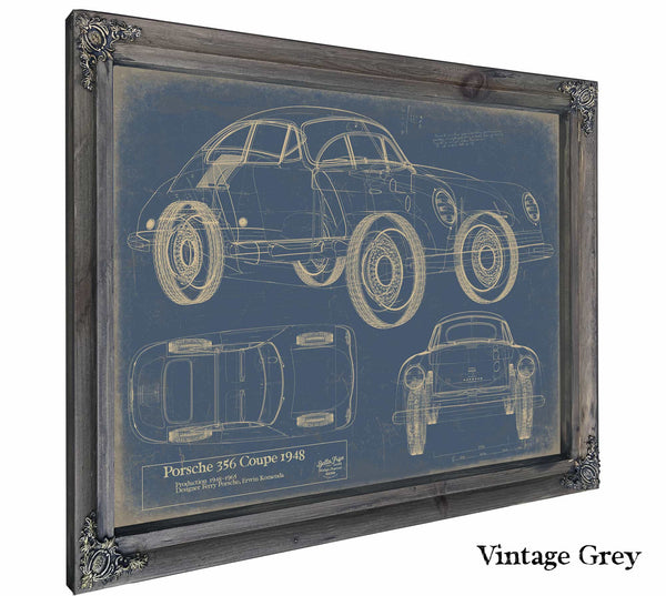 Bella Frye Home & Garden > Decor > Artwork 24" x 18" / Grey Frame / Blue Porsche 356 Coupe 1948car Template 2024  Original Artwork