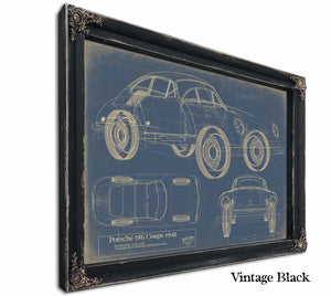 Bella Frye Home & Garden > Decor > Artwork 24" x 18" / Black Frame / Blue Porsche 356 Coupe 1948car Template 2024  Original Artwork