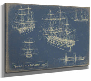 Bella Frye Home & Garden > Decor > Artwork 24" x 18" / Stretched Canvas Wrap / Blue Queen Anne Revenge  Original Artwork