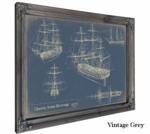 Bella Frye Home & Garden > Decor > Artwork 24" x 18" / Grey Frame / Blue Queen Anne Revenge  Original Artwork