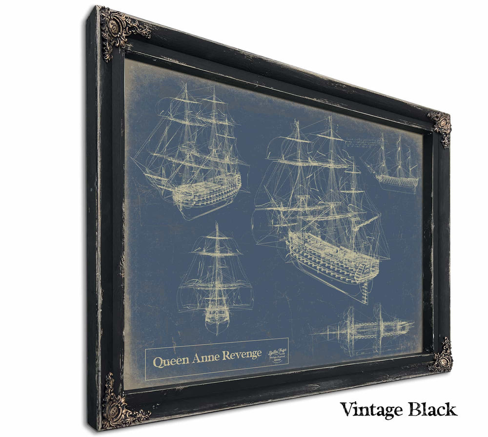 Bella Frye Home & Garden > Decor > Artwork 24" x 18" / Black Frame / Blue Queen Anne Revenge  Original Artwork