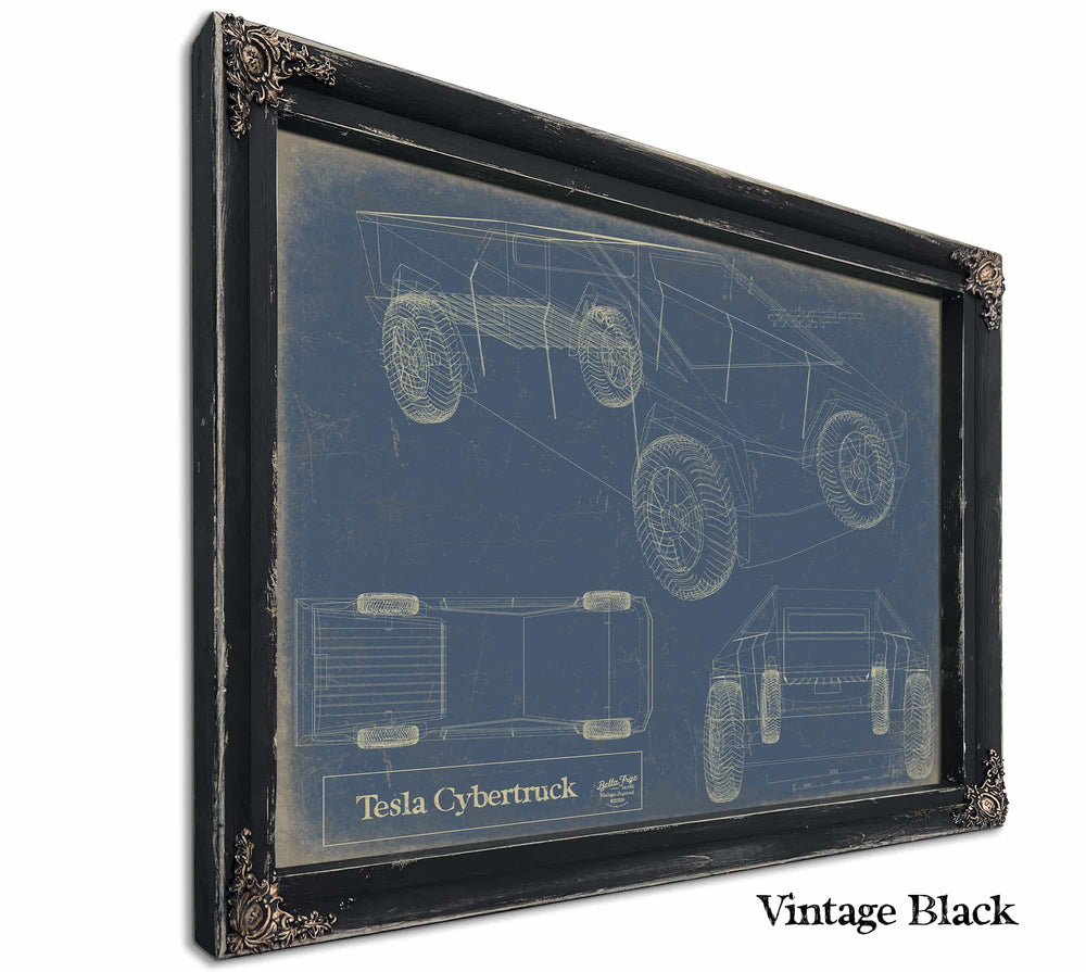 Bella Frye Home & Garden > Decor > Artwork 24" x 18" / Black Frame / Blue Tesla Cybertruck  Original Artwork