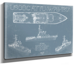 Bella Frye Home & Garden > Decor > Artwork USCGC Attu (WPB-1317) Blueprint Wall Art - Original US Coast Guard Patrol Boat Print