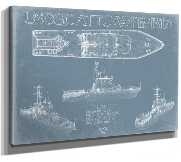 Bella Frye Home & Garden > Decor > Artwork USCGC Attu (WPB-1317) Blueprint Wall Art - Original US Coast Guard Patrol Boat Print
