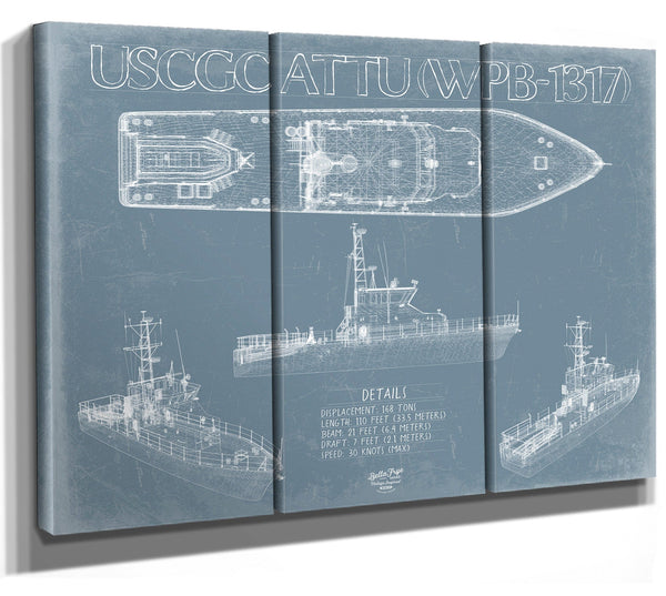 Bella Frye Home & Garden > Decor > Artwork USCGC Attu (WPB-1317) Blueprint Wall Art - Original US Coast Guard Patrol Boat Print