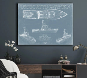 Bella Frye Home & Garden > Decor > Artwork USCGC Attu (WPB-1317) Blueprint Wall Art - Original US Coast Guard Patrol Boat Print