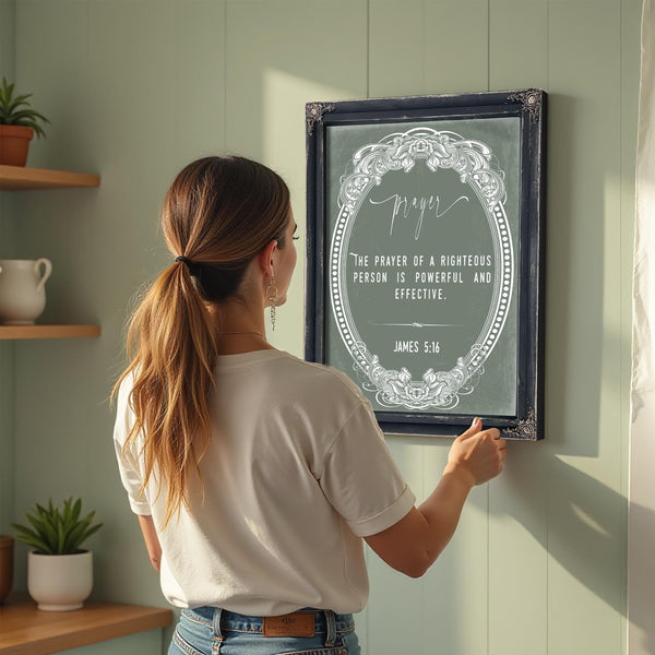 Bella Frye James 5:16 Wall Art – The Prayer of the Righteous is Powerful – Scripture Print