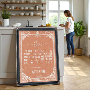 Bella Frye Matthew 5:16 Wall Art – Let Your Light Shine – Christian Bible Verse Print