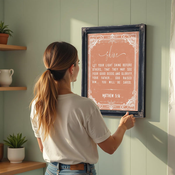 Bella Frye Matthew 5:16 Wall Art – Let Your Light Shine – Christian Bible Verse Print