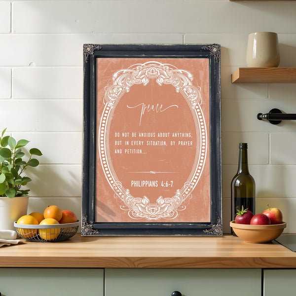 Bella Frye Philippians 4:6-7 Bible Verse Wall Art – Peace Through Prayer – Christian Scripture Print
